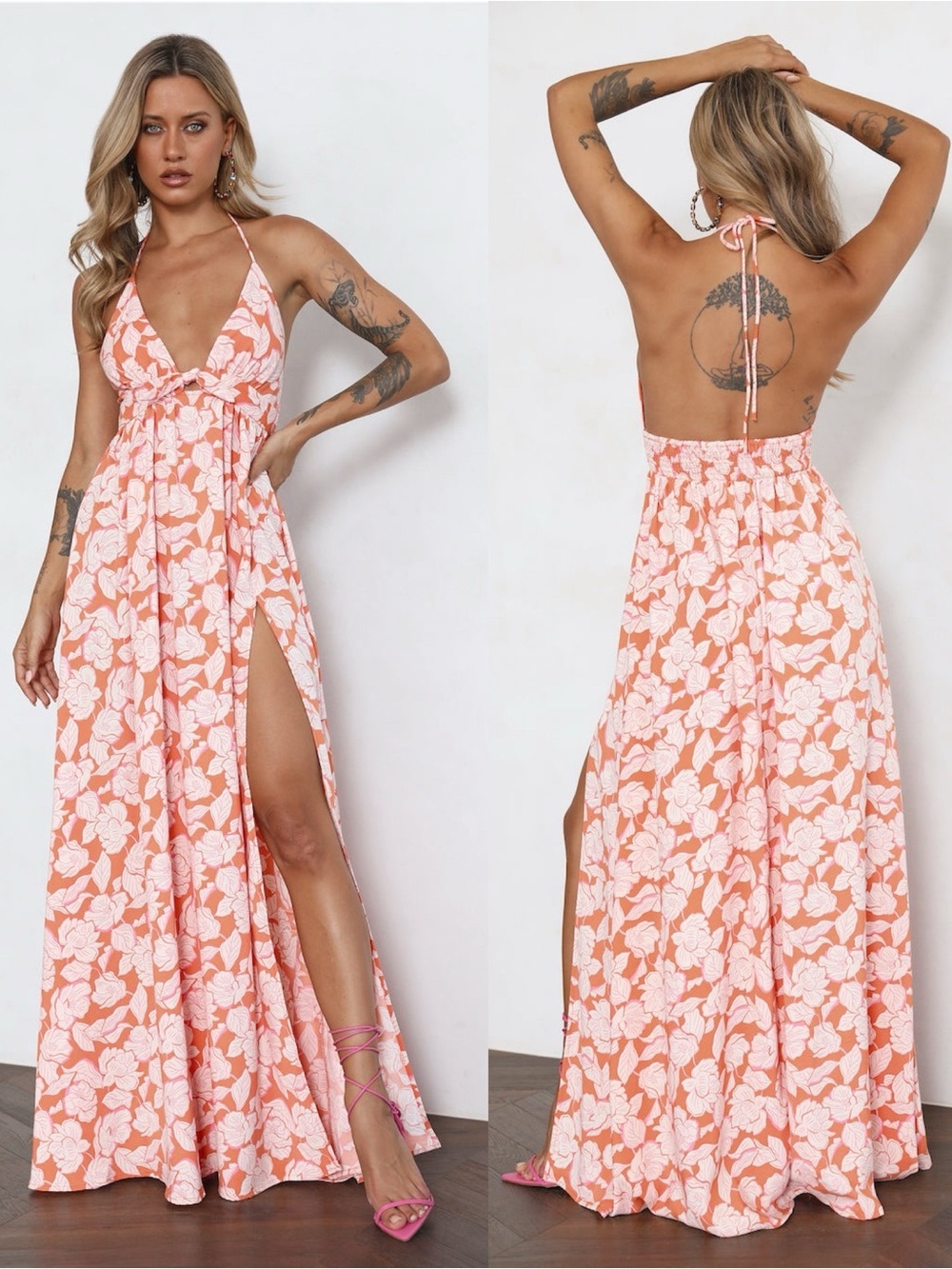 HELLO MOLLY ETERNALLY EVERGREEN MAXI DRESS ORANGE size small